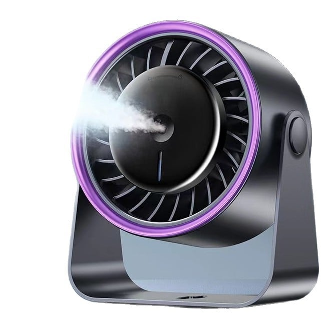 Ventilator de birou cu pulverizator răcoritor și senzație de gheață, USB, baterie încorporată, montaj pe perete, 6 palete