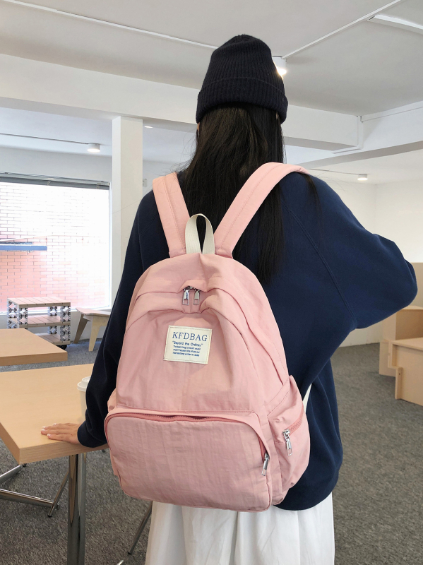 Korejski stil Harajuku ruksak, jednostavnog jednobojnog dizajna, velik kapacitet, lagan i svestran za učenike srednjih i visokih škola te studente; kompatibilan s 14-inčnim laptopom, vodootporan najlon.