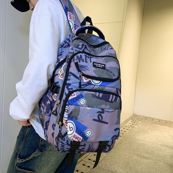 Rucsac unisex Harajuku graffiti, capacitate mare, stil streetwear modern pentru facultate și liceu