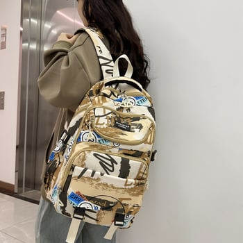 Rucsac unisex Harajuku graffiti, capacitate mare, stil streetwear modern pentru facultate și liceu