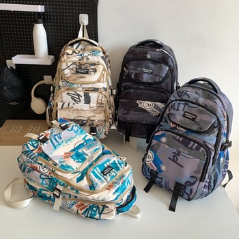 Rucsac unisex Harajuku graffiti, capacitate mare, stil streetwear modern pentru facultate și liceu
