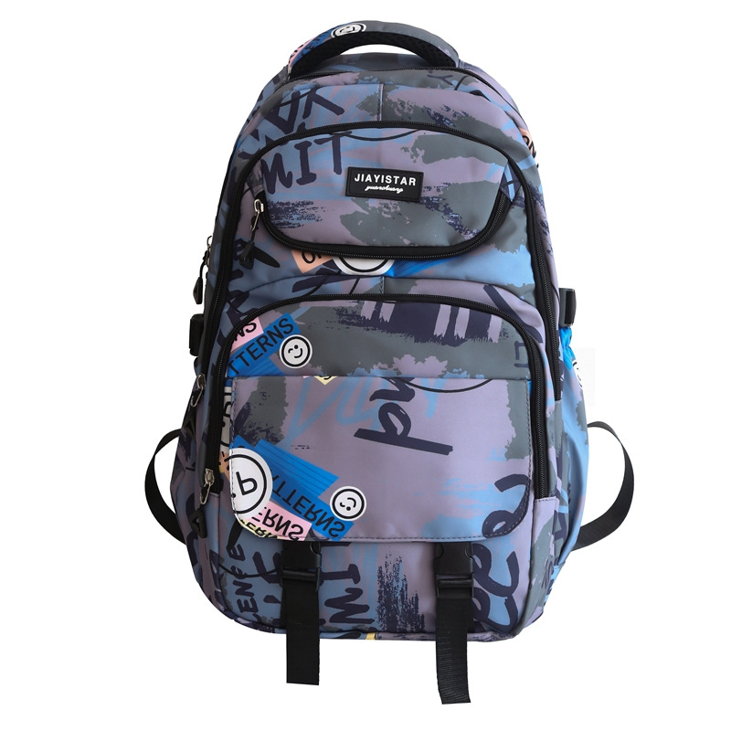 Rucsac unisex Harajuku graffiti, capacitate mare, stil streetwear modern pentru facultate și liceu