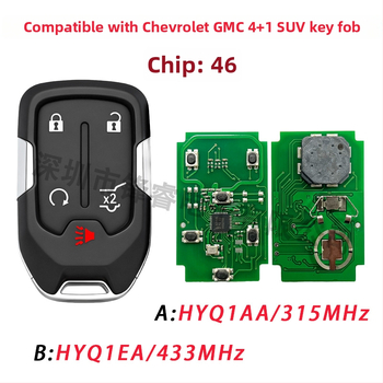 4+1 tlačidlový kľúč SUV pre Chevrolet/GMC, 46 čipov, 315/433 MHz, HYQ1AA/1EA