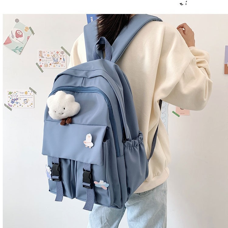 Unisex ruksak za učenike u korejskom Harajuku Ulzzang stilu, jednostavan Mori-inspiriran dizajn, kapacitet do 20 L, najlon, pogodan za 9-inčni laptop