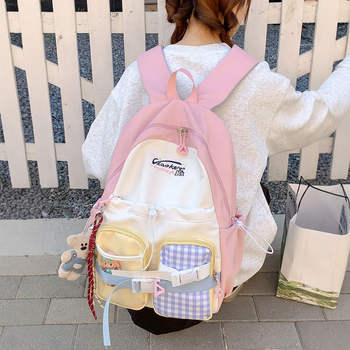 Rucsac nou în stil coreean, inspirat de Harajuku, pentru elevi de gimnaziu și liceu, ușor, în culori contrastante