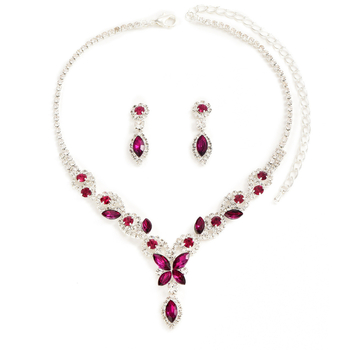 Set Colier și Cercei cu Floare de Cristal pentru Mireasă, Stil Lux Lejer