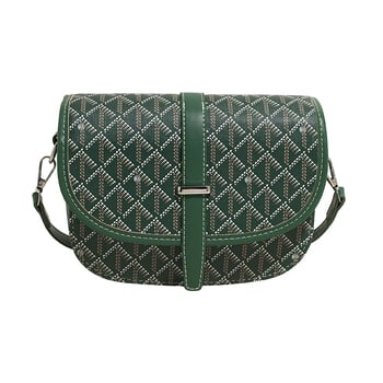 Geantă unisex tip șa cu imprimeu Dog-Tooth Goya, mică, PU leather crossbody
