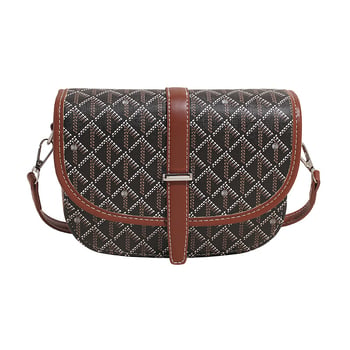 Geantă unisex tip șa cu imprimeu Dog-Tooth Goya, mică, PU leather crossbody