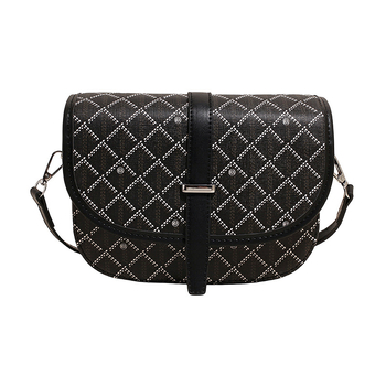 Geantă unisex tip șa cu imprimeu Dog-Tooth Goya, mică, PU leather crossbody