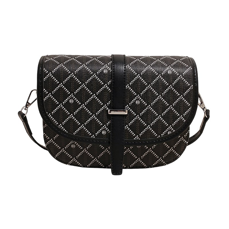 Geantă unisex tip șa cu imprimeu Dog-Tooth Goya, mică, PU leather crossbody