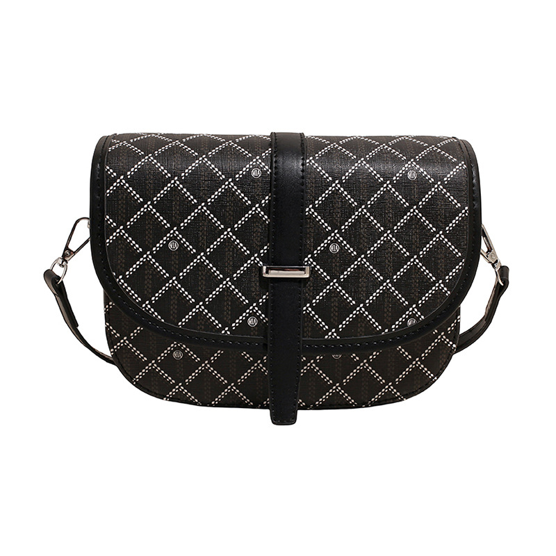 Geantă unisex tip șa cu imprimeu Dog-Tooth Goya, mică, PU leather crossbody