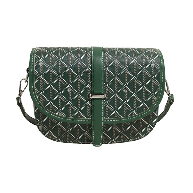 Geantă unisex tip șa cu imprimeu Dog-Tooth Goya, mică, PU leather crossbody
