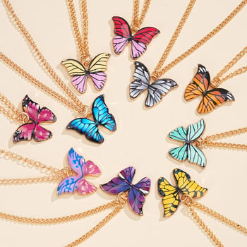 Set de coliere cu pandantiv fluture, 10 piese, stil picur de ulei, chic european-american
