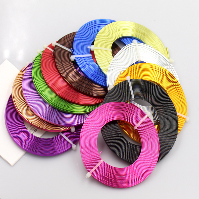 Sârmă plată colorată din aluminiu 3×1 mm, bandă din aluminiu pur pentru bijuterii DIY și creații florale