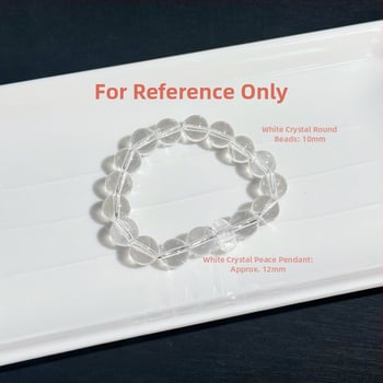 Cristal alb natural – pandantiv disc cu simbolul păcii, design minimalist, piesă pentru brățară DIY, accesoriu din cristal realizat manual