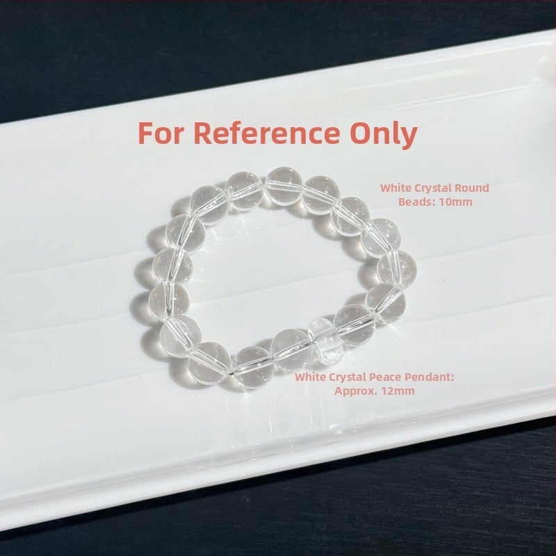 Cristal alb natural – pandantiv disc cu simbolul păcii, design minimalist, piesă pentru brățară DIY, accesoriu din cristal realizat manual