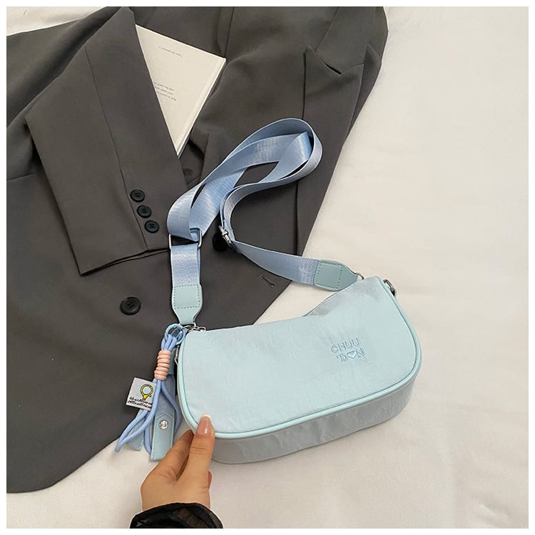 Geantă crossbody pentru femei, stil coreean, culoare solidă, formă saddle, umăr, casual, capacitate mare, buzunar pentru telefon