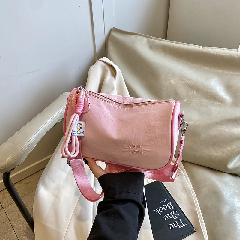 Geantă crossbody pentru femei, stil coreean, culoare solidă, formă saddle, umăr, casual, capacitate mare, buzunar pentru telefon