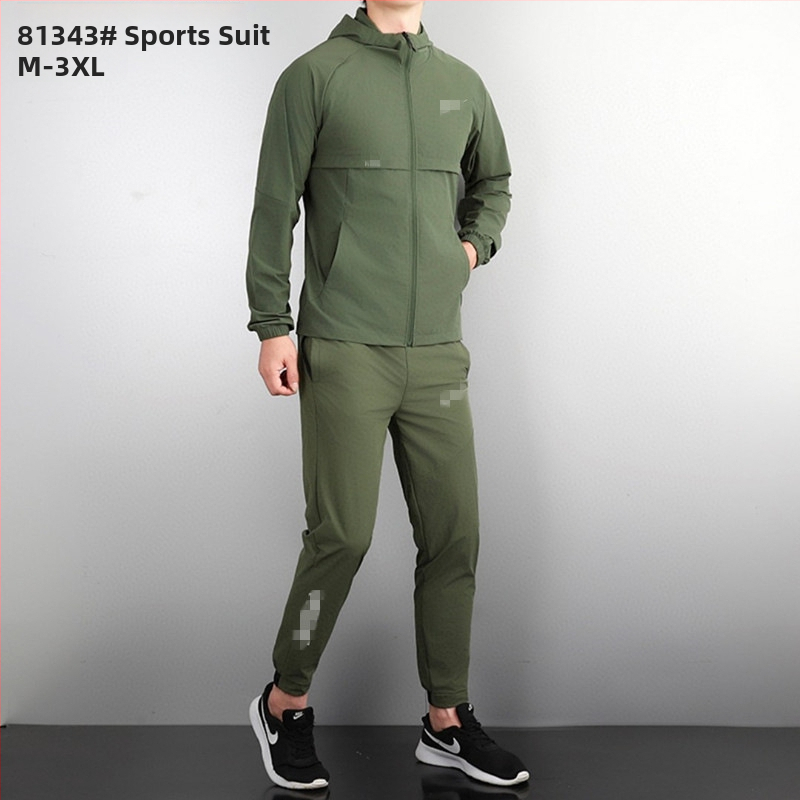 Pánsky jarno-jesenný outdoorový športový set – bunda s kapucňou a zipsom, dlhé rukávy, voľné tepláky