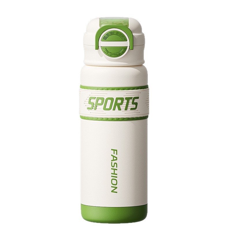 Sticlă termică sport mare capacitate cu pai, din oțel inoxidabil 316, montaj auto, recipient portabil de apă, capac dublu