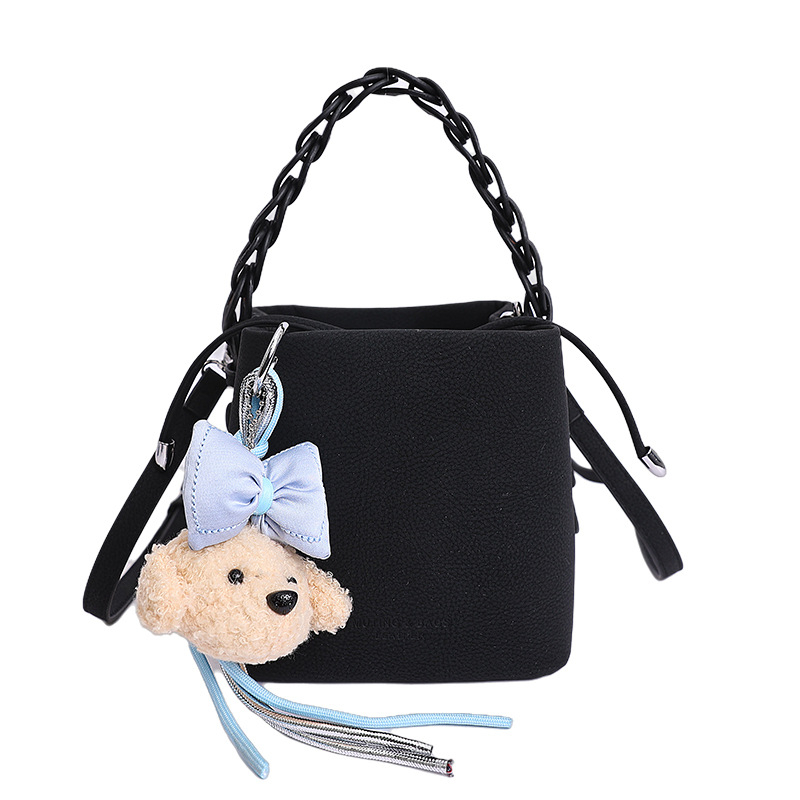 Geantă tip bucket din PU moale pentru femei, stil vintage simplu, pentru umăr sau crossbody, mărime medie