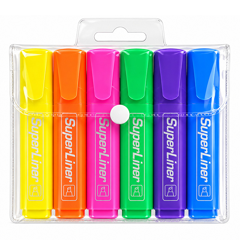 Pengjing fluoreszcens kiemelő tollak, 4 vagy 6 színben, széles heggyel, nagy kapacitás, elegáns design, diákok számára a kulcspontok kiemelésére, gyorsan száradó notesz toll