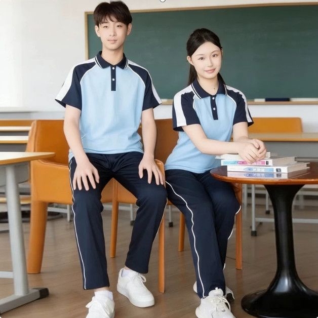 Set uniformă școlară: tricou scurt de vară și pantaloni, primăvară-toamnă, unisex, pentru elevi de la gimnaziu la liceu, uniformă sport