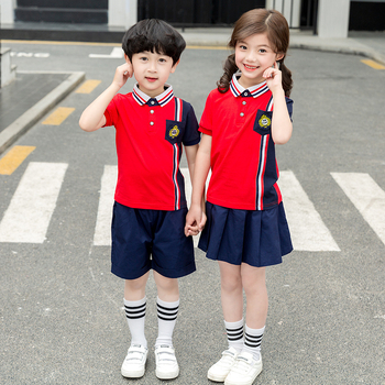 Set de uniformă de vară pentru grădiniță – unisex, două piese, din bumbac, stil campus