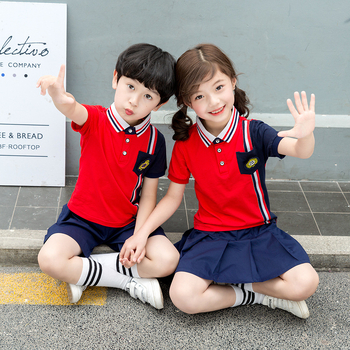 Set de uniformă de vară pentru grădiniță – unisex, două piese, din bumbac, stil campus