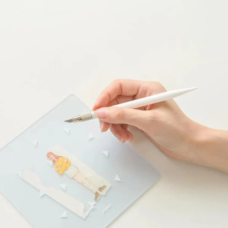 Cuțit alb de hobby pentru jurnale — tăietor de hârtie, tăietor de bandă, unealtă DIY pentru artă