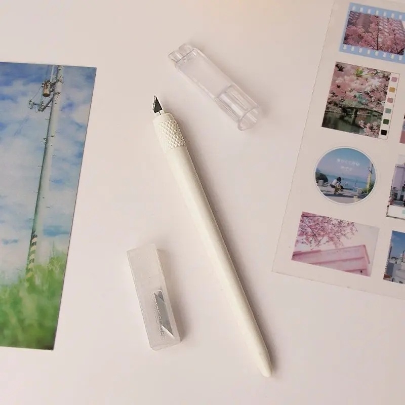 Cuțit alb de hobby pentru jurnale — tăietor de hârtie, tăietor de bandă, unealtă DIY pentru artă