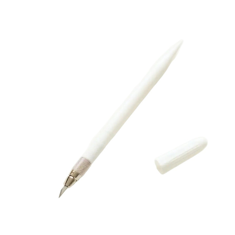 Cuțit alb de hobby pentru jurnale — tăietor de hârtie, tăietor de bandă, unealtă DIY pentru artă