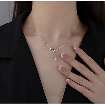 Colier cu fluture și ciucuri pentru femei, lux ușor, colier pentru claviculă, cadou elegant pentru sărbători sau zile de naștere