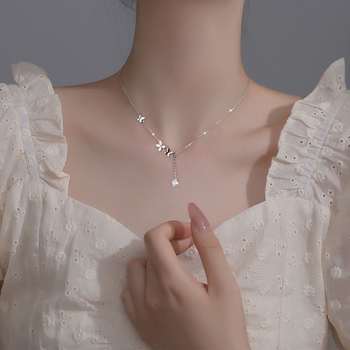 Colier cu fluture și ciucuri pentru femei, lux ușor, colier pentru claviculă, cadou elegant pentru sărbători sau zile de naștere