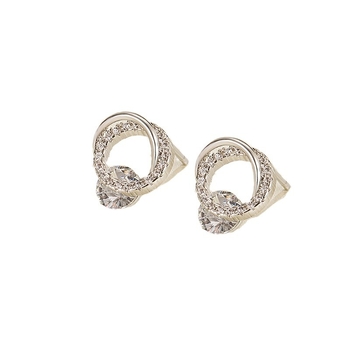 Cercei stud cu zirconiu, cu inel circular, pentru femei, design sofisticat, lux discret