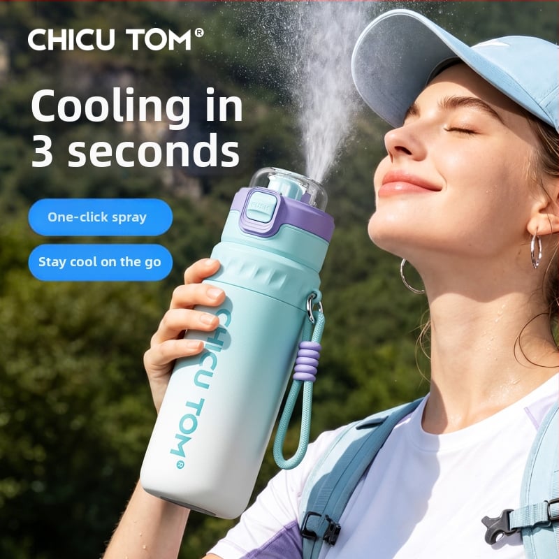 Termos izolat nou, cu capacitate mare, pentru sport, portabil pentru exterior, cu pai pentru copii la școală