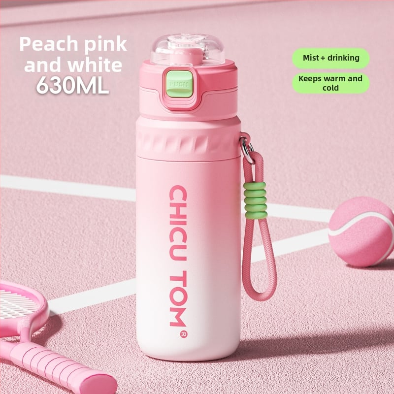 Termos izolat nou, cu capacitate mare, pentru sport, portabil pentru exterior, cu pai pentru copii la școală