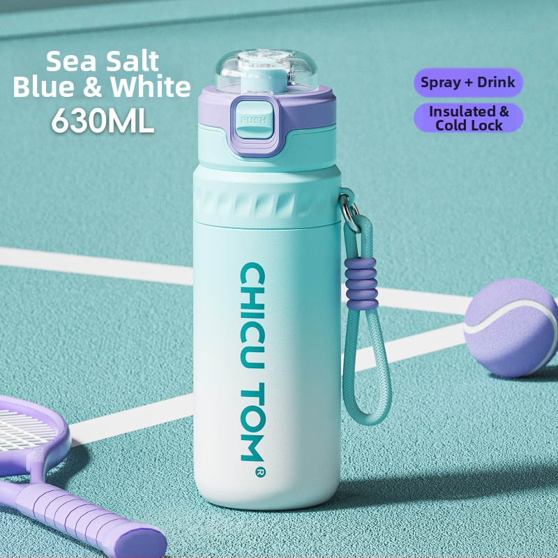 Termos izolat nou, cu capacitate mare, pentru sport, portabil pentru exterior, cu pai pentru copii la școală