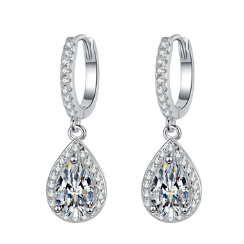 Stil coreean, cercei teardrop cu zirconiu încrustat, design geometric, bijuterii pentru logodnă
