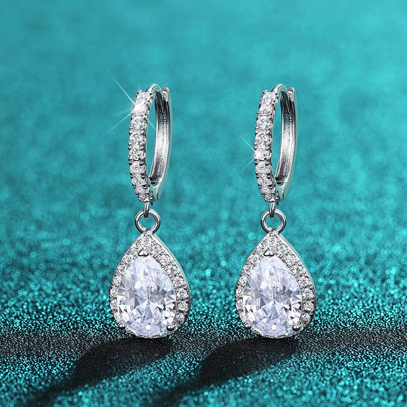 Stil coreean, cercei teardrop cu zirconiu încrustat, design geometric, bijuterii pentru logodnă