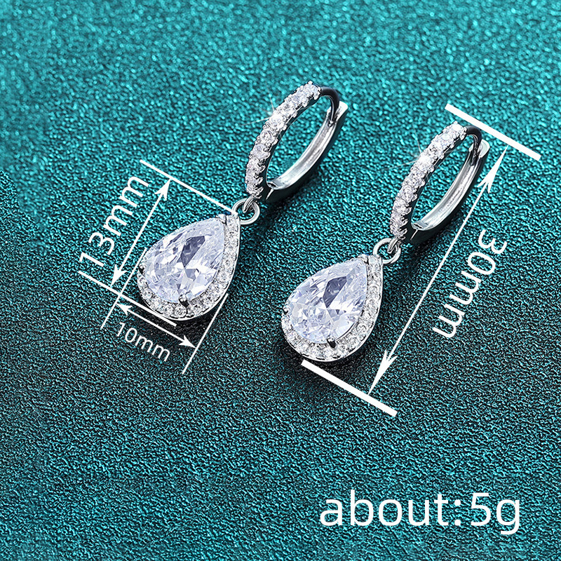 Stil coreean, cercei teardrop cu zirconiu încrustat, design geometric, bijuterii pentru logodnă