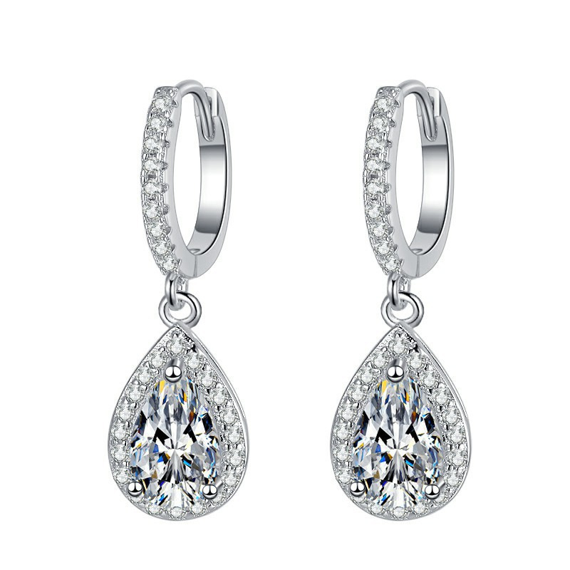 Stil coreean, cercei teardrop cu zirconiu încrustat, design geometric, bijuterii pentru logodnă