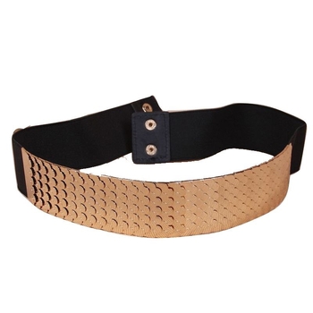 Centură elegantă pentru rochie cu talie elastică și ornamente metalice, stil coreean, centură lată