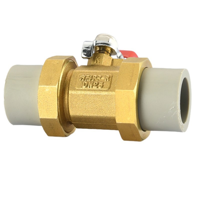 Valvă cu bilă din cupru, cu cuplare dublă prin sudură la cald, pentru conducte PPR/PE, trecere completă, DN20–50