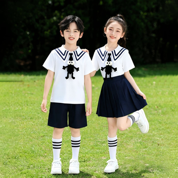 Set de uniformă școlară de vară, două piese, unisex, stil academic, pentru grădiniță și elevi din învățământul primar; îmbrăcăminte sport pentru spectacole și absolvire