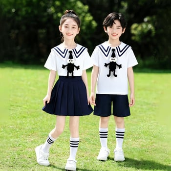 Set de uniformă școlară de vară, două piese, unisex, stil academic, pentru grădiniță și elevi din învățământul primar; îmbrăcăminte sport pentru spectacole și absolvire