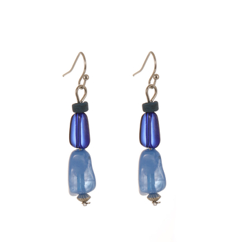 Cercei picătură în stil chinezesc nou retro, albastru safir, cu mărgele din cochilie de cocos, accesorii Hanfu pentru femei