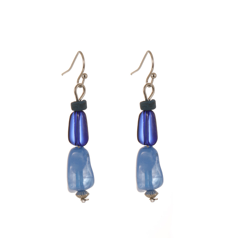 Cercei picătură în stil chinezesc nou retro, albastru safir, cu mărgele din cochilie de cocos, accesorii Hanfu pentru femei
