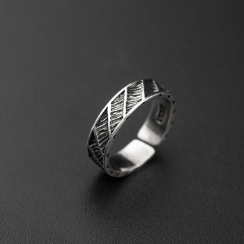 Inel deschis pentru bărbați din cupru, model geometric în formă de scară, stil retro, reglabil