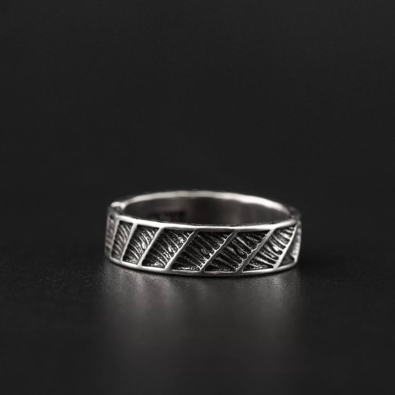 Inel deschis pentru bărbați din cupru, model geometric în formă de scară, stil retro, reglabil